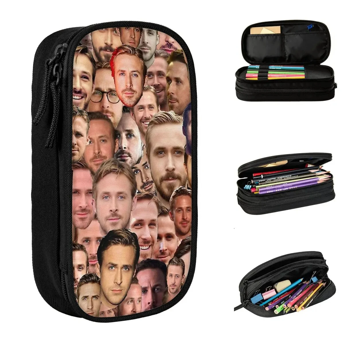 

RYAN GOSLING Pen Box Double Layer Large-capacity Office Supplies Pen Case Birthday Gift for Teens Girls Adults Student