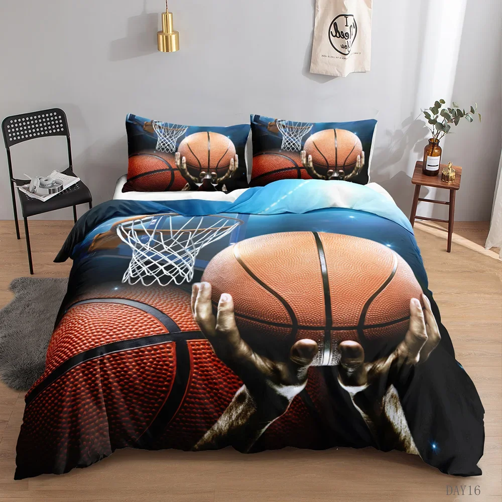 Basketbal Dekbedovertrek Set Basketbal Beddengoed Sets Volledige Sport Game Collecties Dekbedovertrek Voor Kinderen Zachte Polyester Qulit Cover