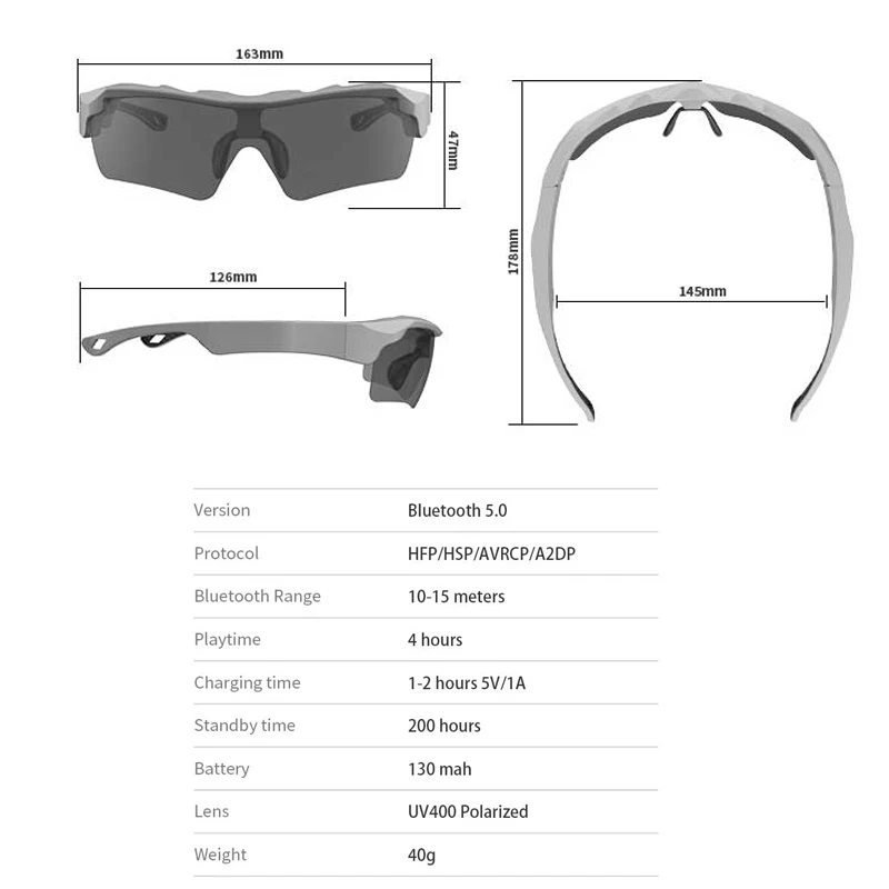 Inteligentne okulary Bluetooth 5.0 słuchawki jazda sportowe okulary bezprzewodowy zestaw słuchawkowy słuchawki UV400 spolaryzowane soczewki muzyczne okulary