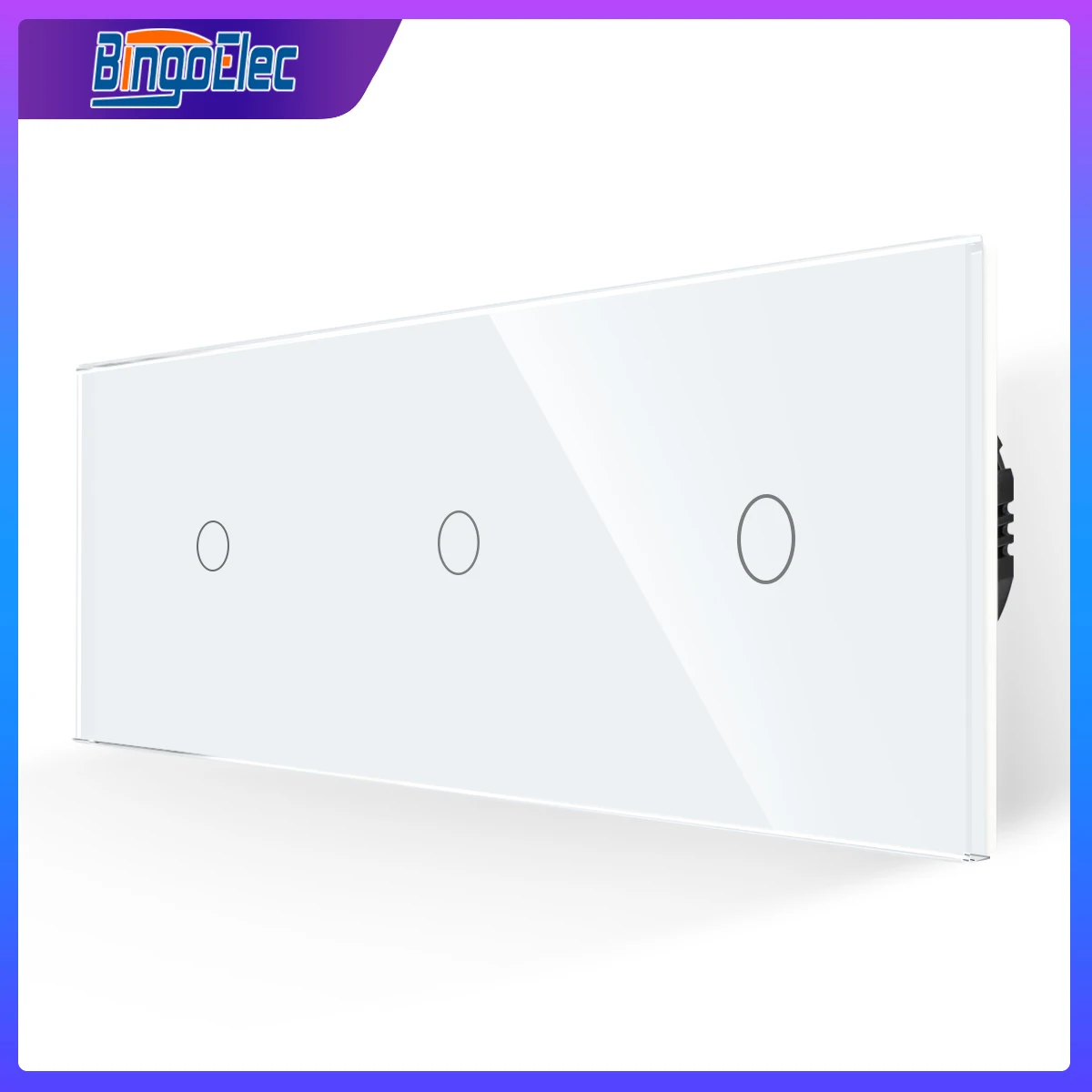 bingoelec toque interruptores de luz sensor de toque interruptor de parede painel de vidro 3gang 1way interruptor escuro blacklight branco preto 300w gang 01