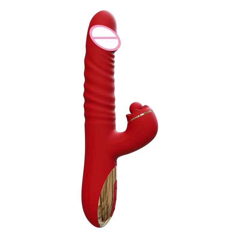 Telescopic Rotating Rabbit Vibrator 4 in 1 Licking Vibrator Dildo Female Vaginal Clitoris G-spot Stimulator Orgasm Sex Toys