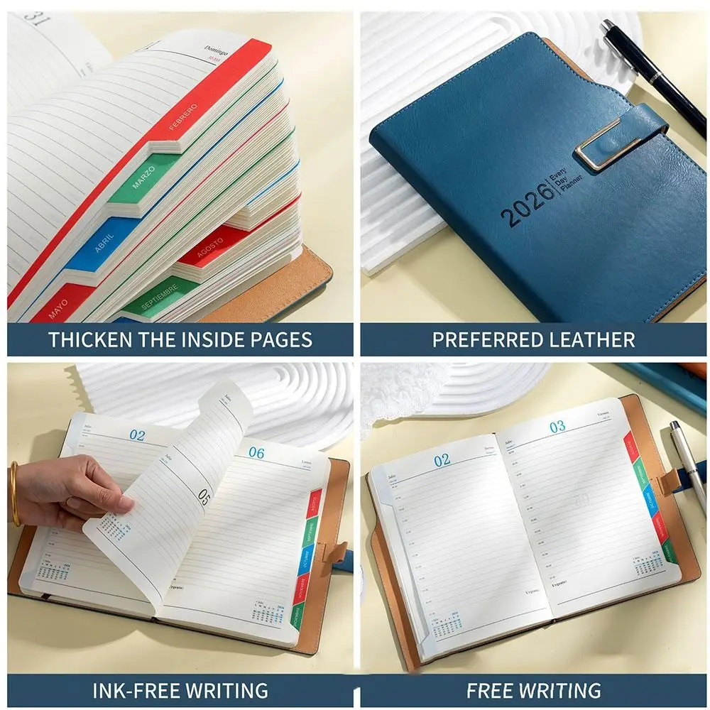 180 Pages 2026 Schedule Planner Notepad English Efficiency To-do List Notebook Thick Paper Self-discipline