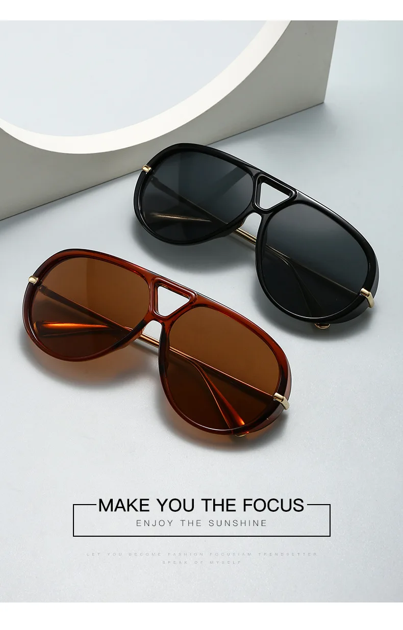 Neue Modische Grüne Leopardenmuster Ovale Sonnenbrille für Damen Vintage Übergroße Legierung Farbverlauf Sonnenbrillen Damen Fahrbrillen – Detail 3