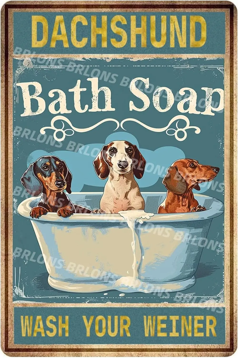 Metal Tin Sign Dachshund Wash Your Weiner Metal Sign Alumium Sign Vintage Sign Retro Sign for Home Bar Office Outdoor Wall De