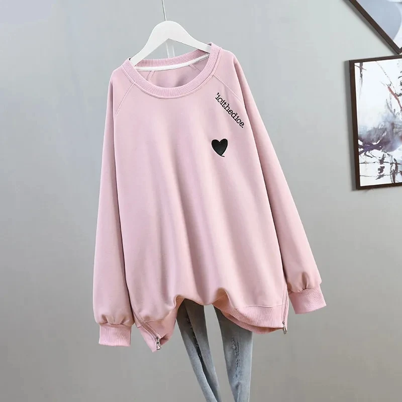 Plus Size 6XL 150KG Autumn Women T Shirts Long Sleeve O Neck Heart Print Female Tops Big Tshirts Casual Tees