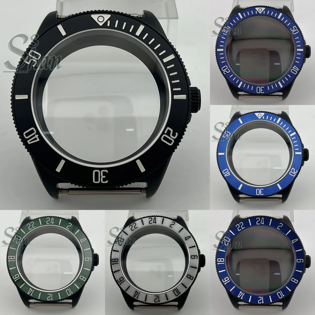 40mm tactical frog PVD black diving case dome sapphire glass luminous bezel is suitable for PT5000 NH36 NH35movement watch parts