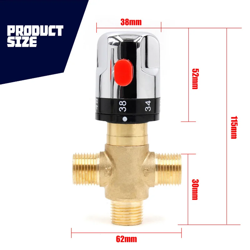 Brass Body Automatic Mixing Thermostatic Mixer Valve Pipe Thermostat Faucet Bathroom Water Temperature Control Faucet