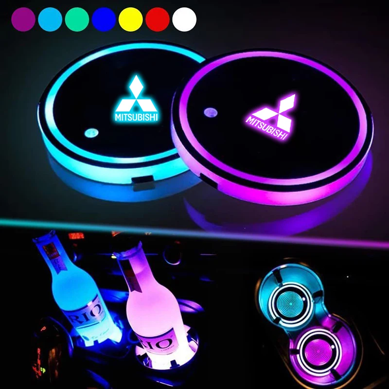 

Car LED Water Cup Mat Drink Holder For Mitsubishi ASX Outlander Pajero Colt Galant L200 Ralliart Triton Lancer-EX Eclipse Delica