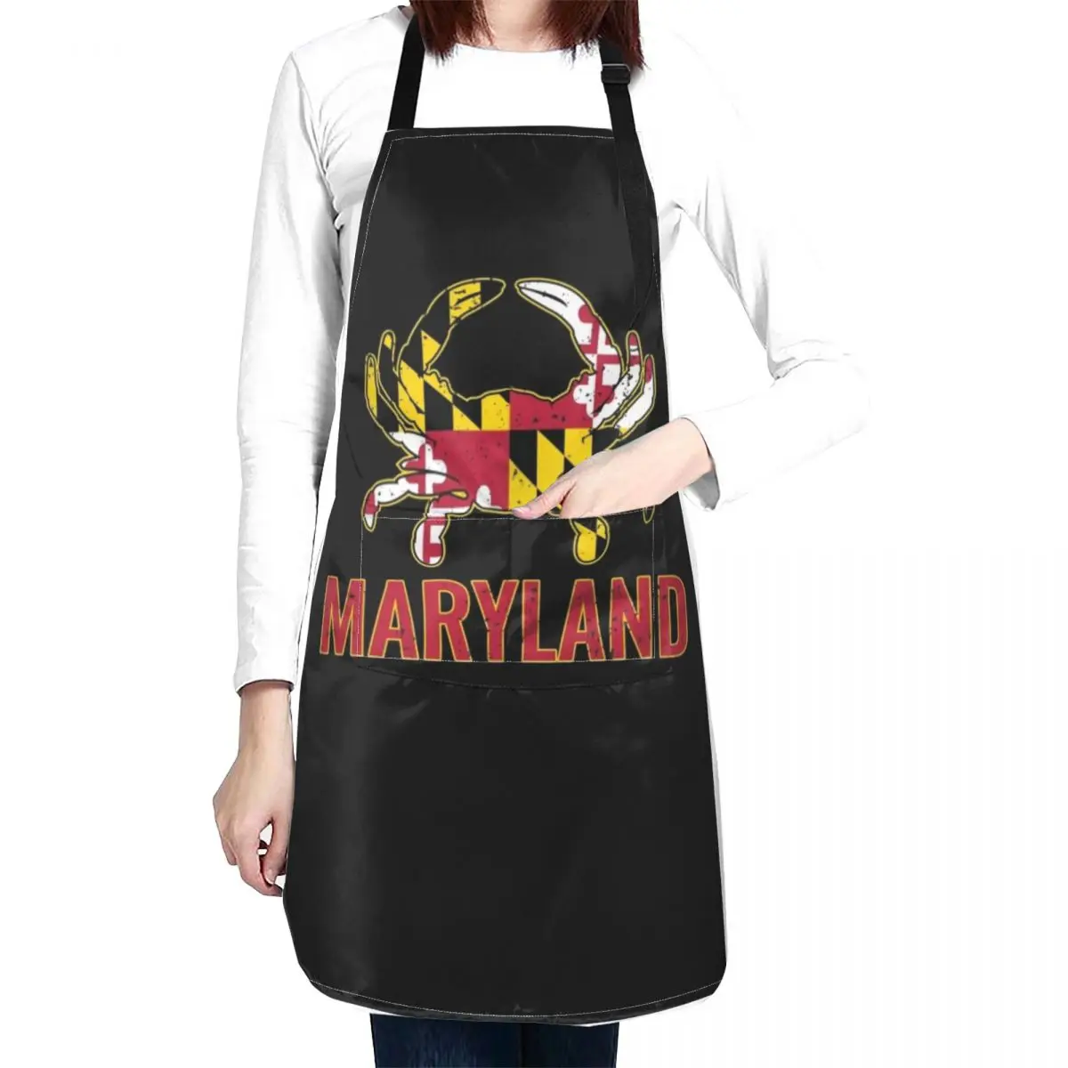 Maryland Flag, Maryland State Crab Flag Apron Cooking Chef jacket men waterproof for women Apron