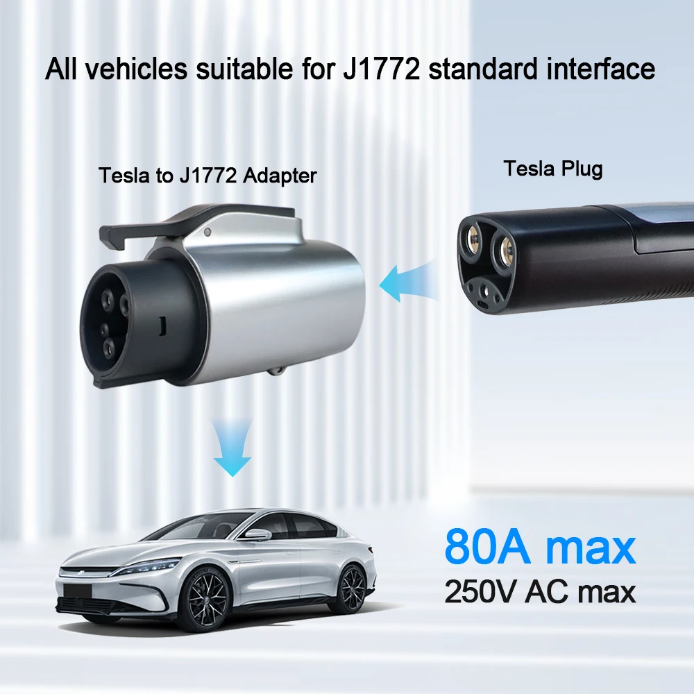 Adattatore Kolanky Tesla a J1772 Max 80A 250V 20kW ricarica per veicoli elettrici adattatore da NACS a J1772 EV