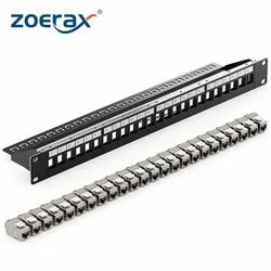 ZoeRax Rackmount or Wall Mount 1U 24 Port Keystone Patch Panel with Cable Management and Support Bar for Keystone Jacks