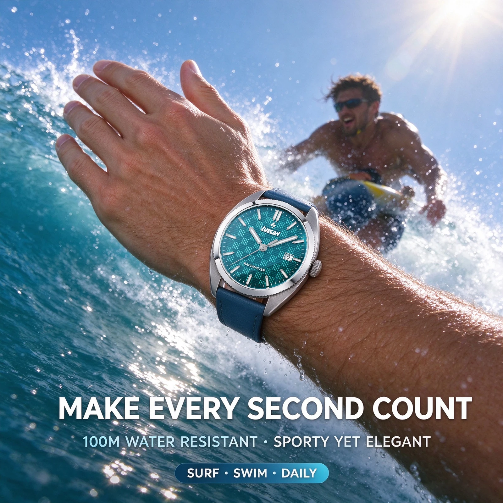 Mens PT5000 Auto Movement Watch 39mm 100M Waterproof Sapphire Crystal BGW9 Luminous Genuine Leather Strap 316L Steel Dress Watch