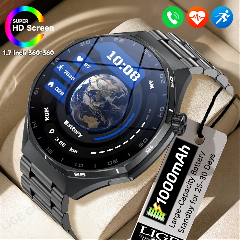 LIGE New Military Outdoor Smart Watch 1000mAh Large Battery 1.7" Display IP68 Waterproof Voice Call Sports Men Fitness Bracelet