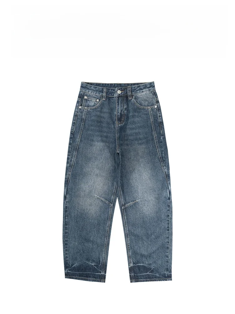 

Мужские джинсы BAIRBAOLIY в американском стиле, широкие, с эффектом потертости, прямые, свободного кроя, повседневные, модные, для городской молодежи