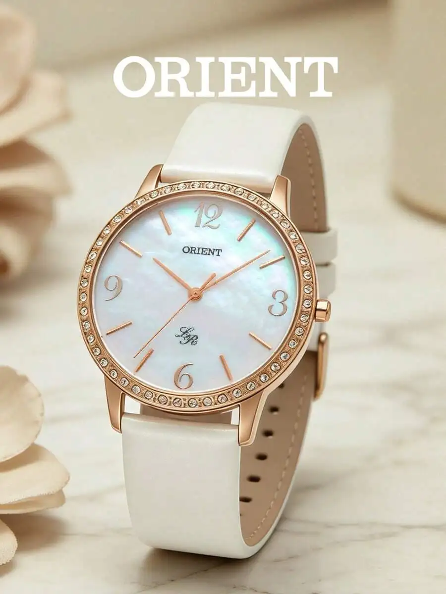 Orient Women's Large Dial White Leather Band Fashion Elegant Watch, Suitable As A Gift For Women. FQC0H002W0