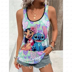 Women's vest Disney Stitch 626 loose summer sleeveless vest street clothing summer womens beach style vest tank top  y2k tops