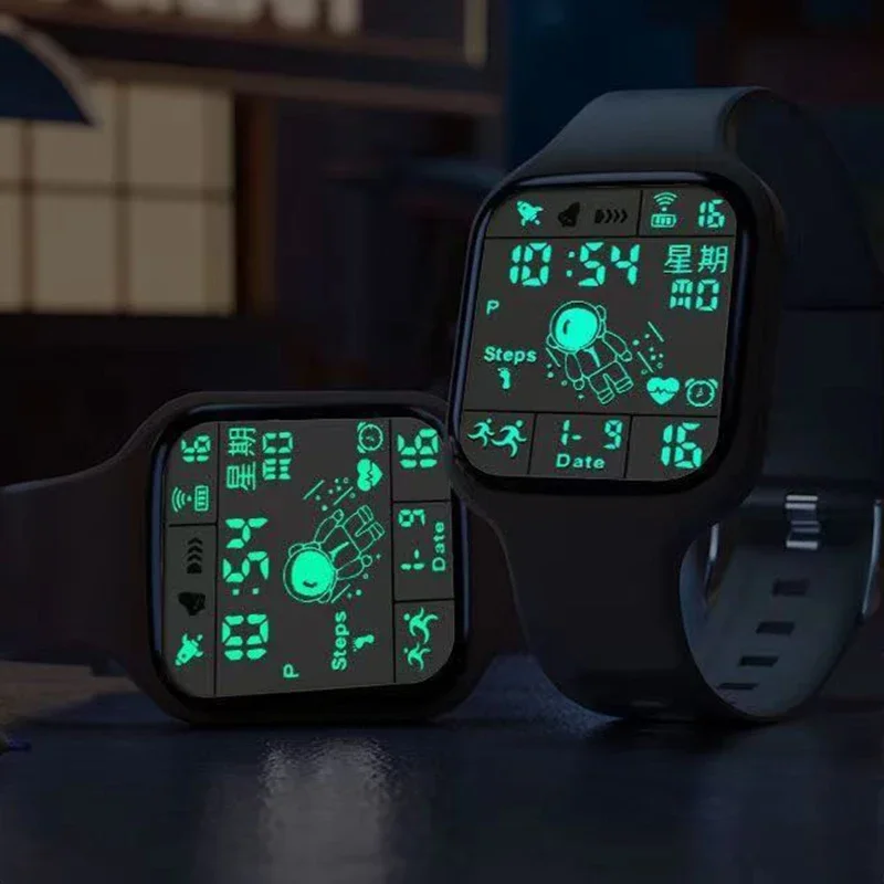 Reloj Digital de moda para hombres y mujeres, relojes deportivos LED impermeables, reloj multifunción Spaceman, reloj de pulsera electrónico para estudiantes