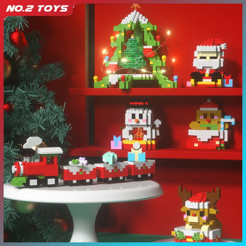 ชุดคริสมาสต์6ชิ้นใน1ชุดโมเดลบล็อกตัวต่อของเล่นอิฐซานต้าที่สร้างสรรค์ซานตาคลอสมนุษย์หิมะแบบทำมือของตกแต่งบ้าน