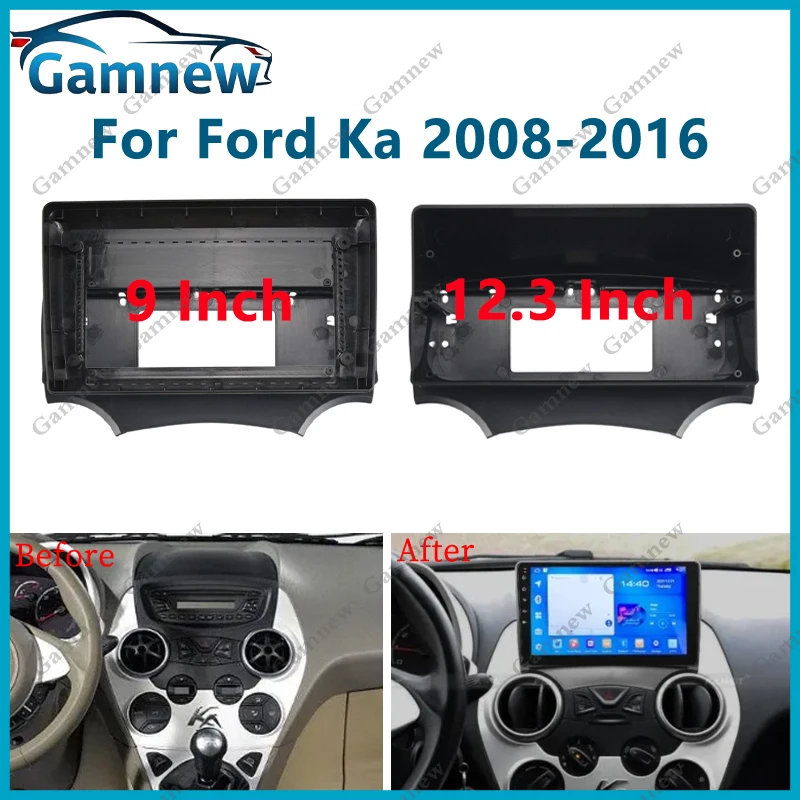 9 Inch 12.3 Inch Car Frame Fascia Canbus Box Adapter Android Radio Dash Panel Kit For Ford Ka 2008-2016