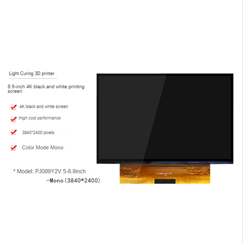 SCLS PJ089Y2V5 Schermo LCD MONO da 8,9 pollici 4K 3840X2400 LCD monocromatico per Photon MONO X