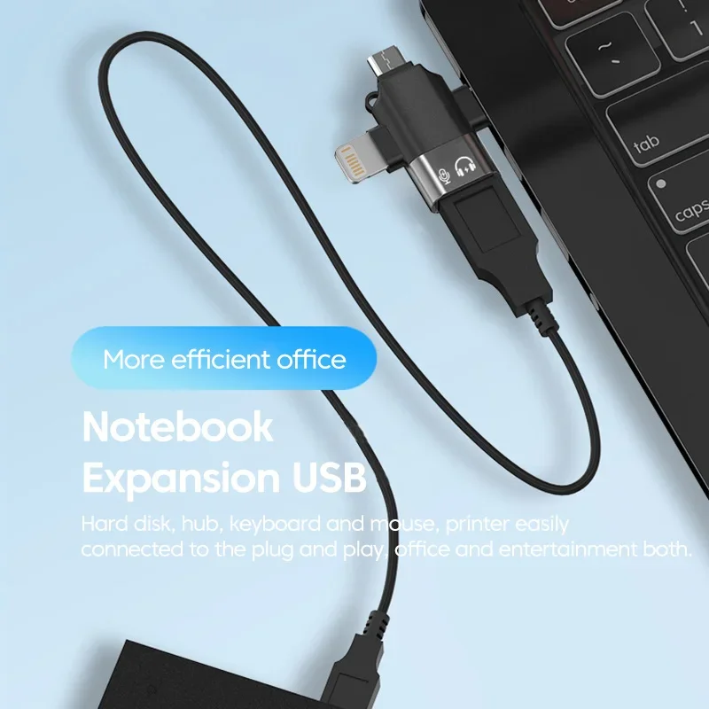 3 in 1 OTG Adapter USB3.0 to Micro USB/Type C/Lightning Converter For iphone Xiaomi Samsung Mouse Keyboard U Flash drive