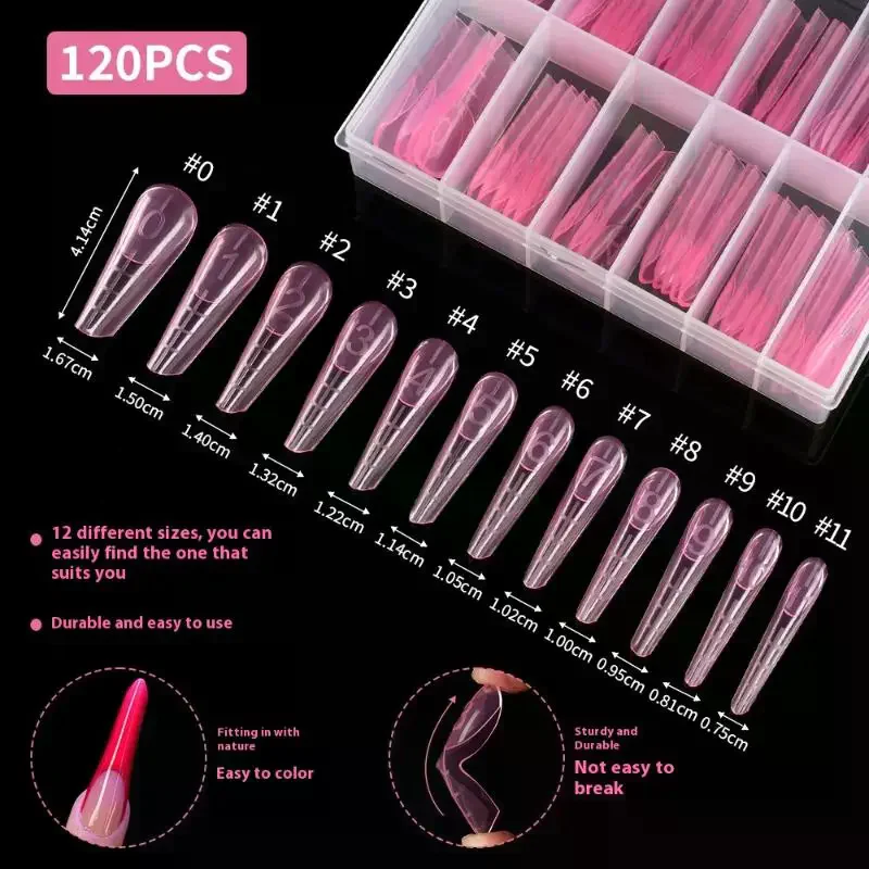 120 stücke Nagel Form Mit Kanten Skala Innen Acryl Falsche Nägel Tipps Schnelle Gebäude Gel Form Verlängerung Top Oberen Formen verlängerung