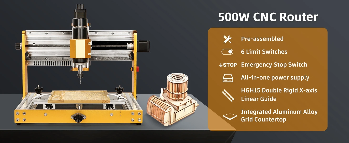 3018 PRO MAX CNC 3-Achsen-Holzgraviermaschine 500W Vollmetall-CNC-Fräsmaschine mit Offline-Funktion für MDF, PVC und Metallgravur und -schneiden – Detail 6