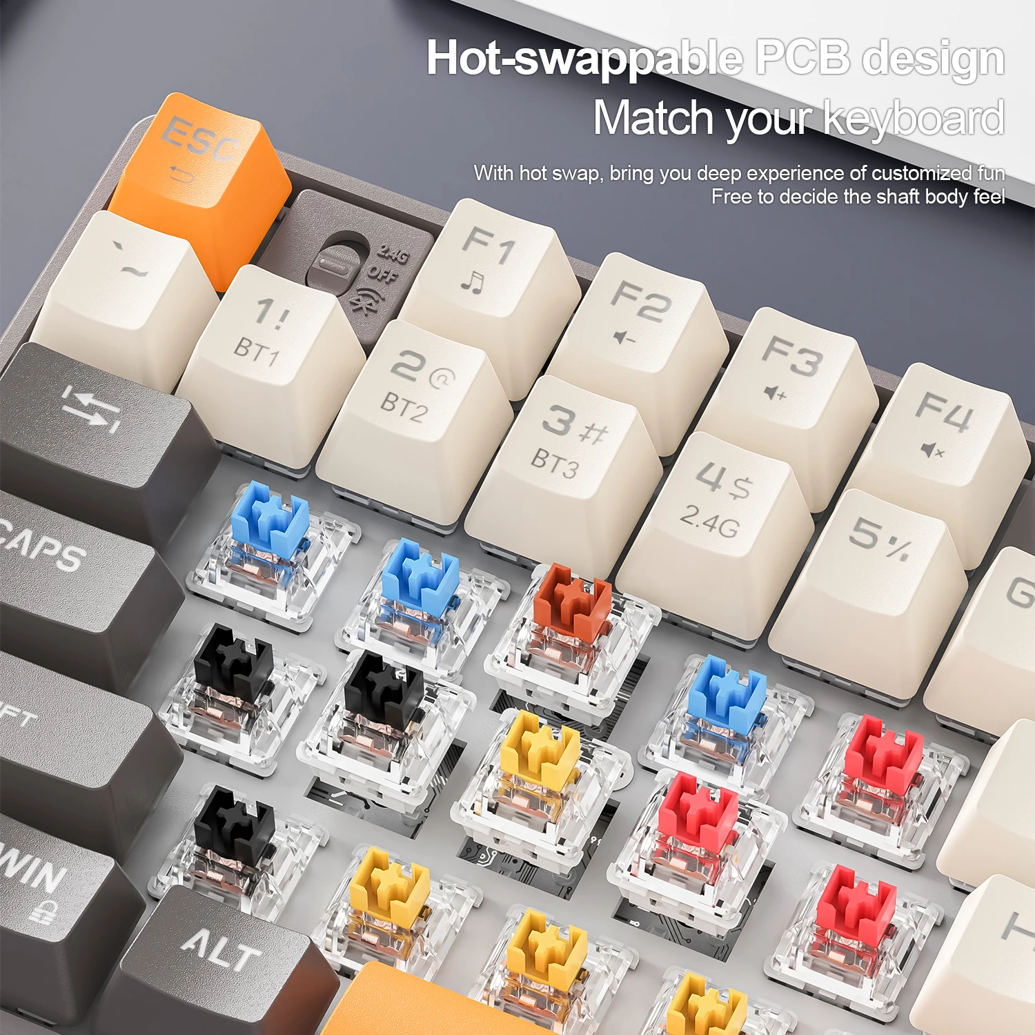 SMAILWOLF MK87 لوحة مفاتيح ميكانيكية لاسلكية تعمل بالبلوتوث لعبة رياضية إلكترونية مفتاح كامل لوحة مفاتيح مخصصة