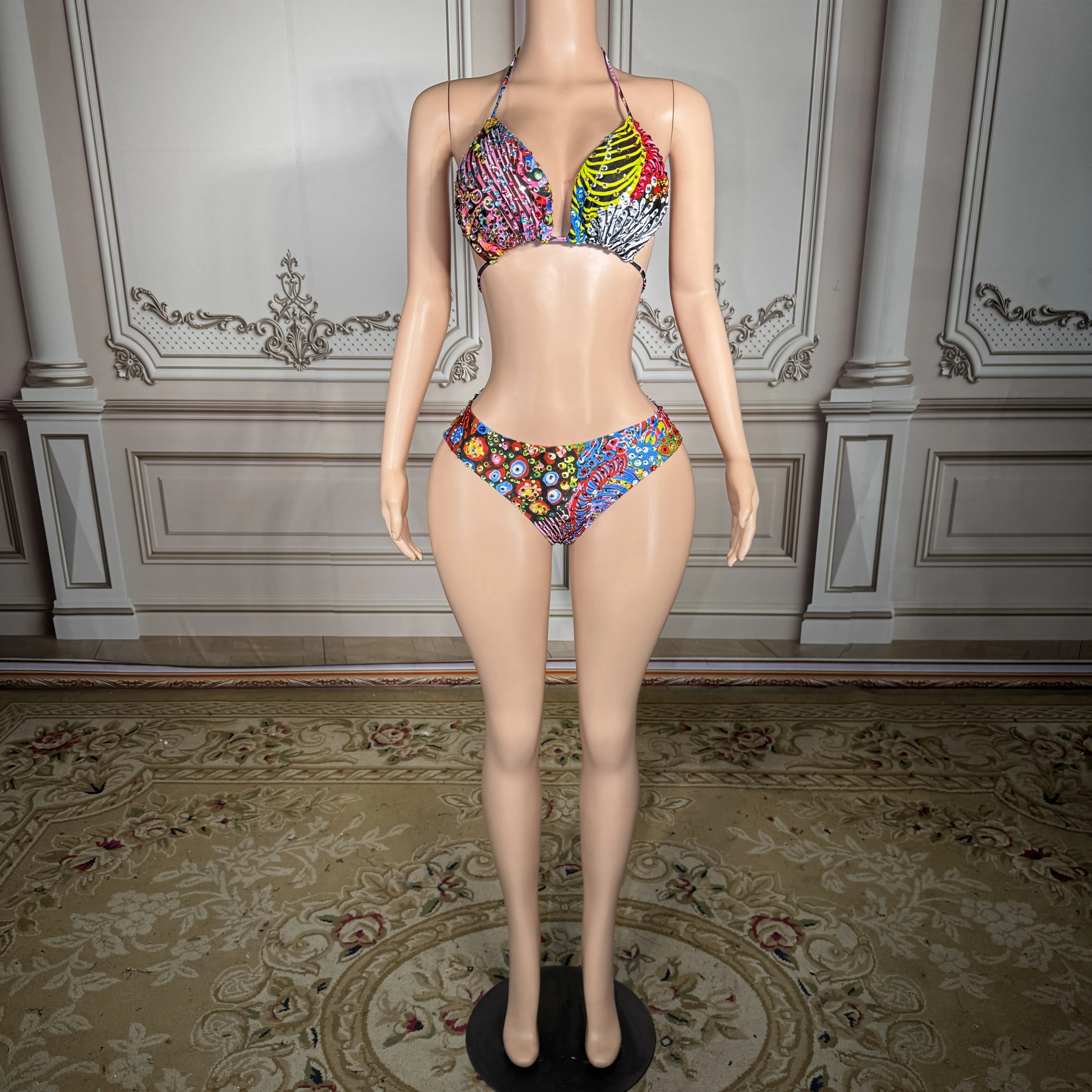 

Элегантный светло-голубой бикини ZD с бабочками, женский сексуальный купальник с кристаллами, треугольный топ, летняя одежда для бассейна