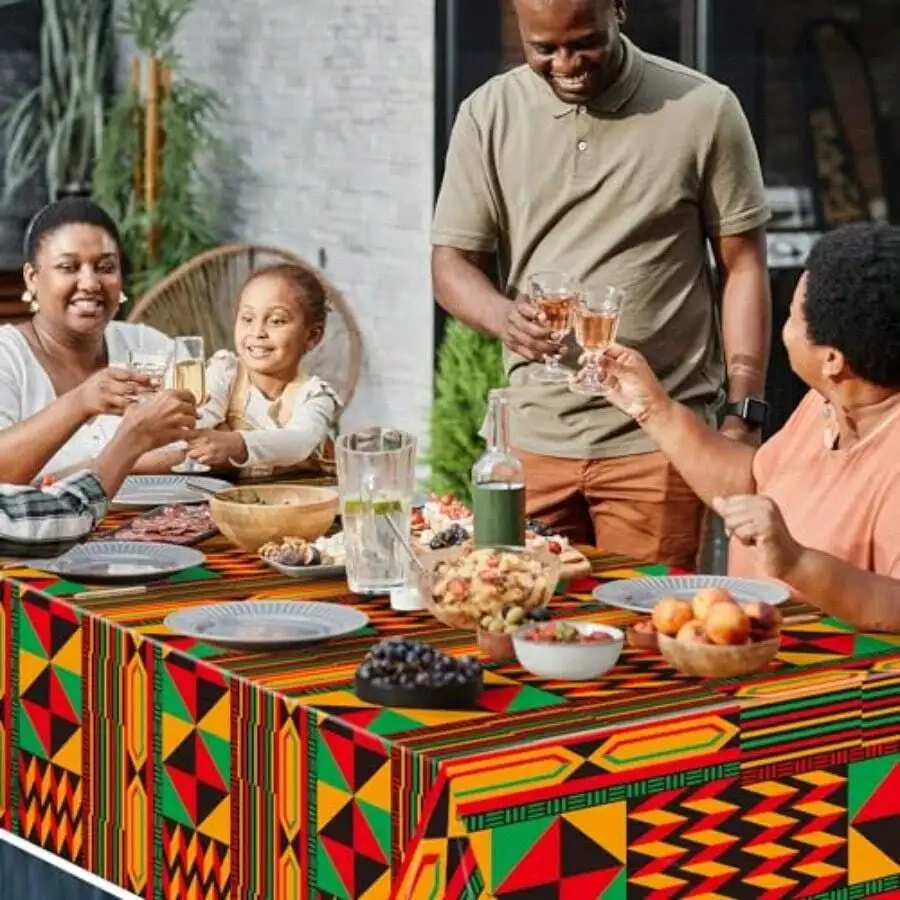 3 Packs African Print Disposable Tablecloth Waterproof Oilproof Plastic Cover For Juneteenth Party - view 2
