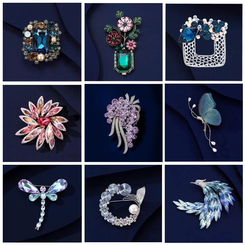 Exqusite Luxury Crystal Vase Flower Brooch Pin For Women Girls Elegant Classic Rhinestone Shining Boutique Badges Buckles
