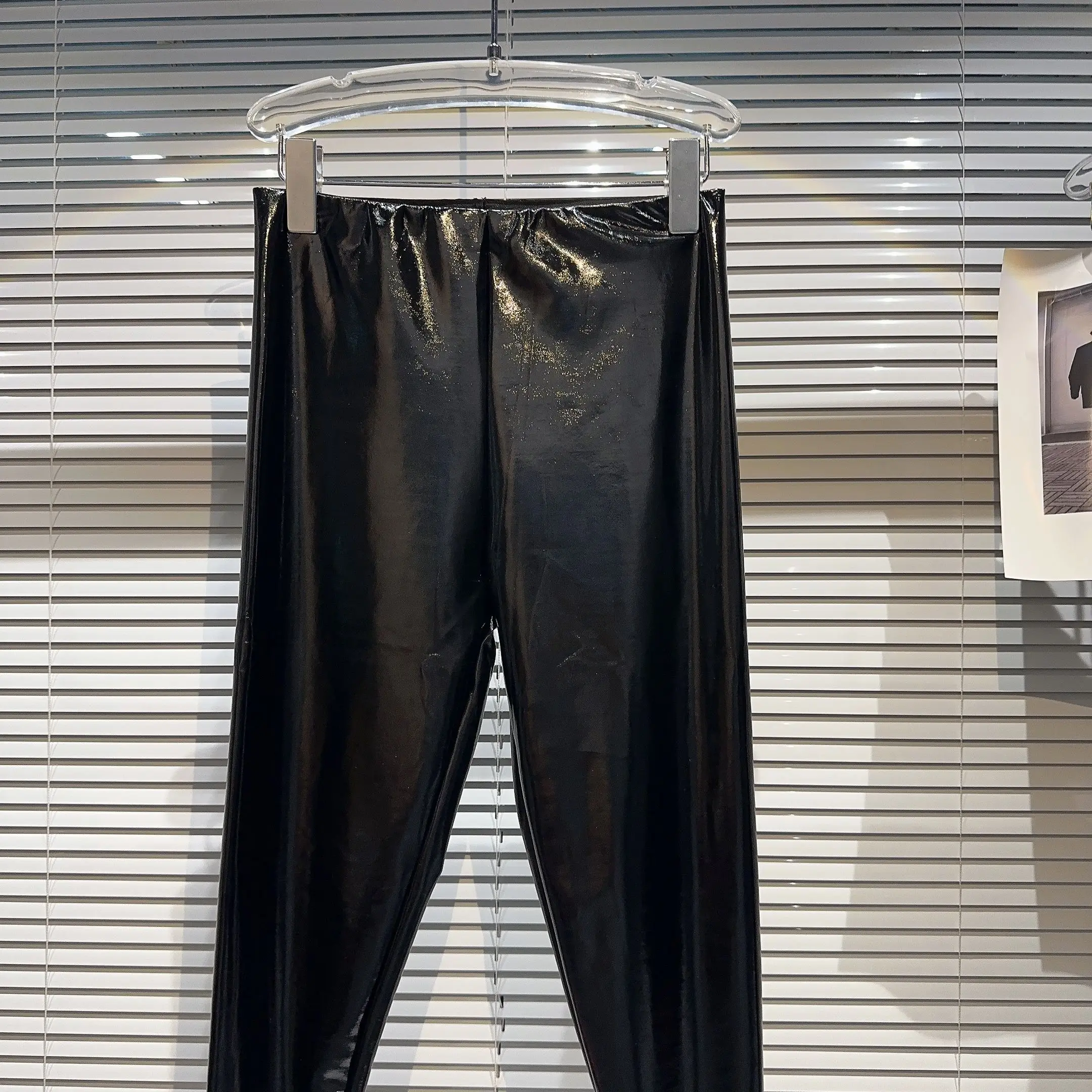 Shiny Leather Slimming Base Layer Pants 2026 Autumn New Style Street Fashion Nightclub Sexy Ladies Footwear Bottoms