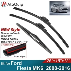 Double Rubber Car Wiper Blades for 2008-2016 Ford Fiesta MK6 Front Rear Windshield Wipers Car Accessories 2013 2014 2015 2016