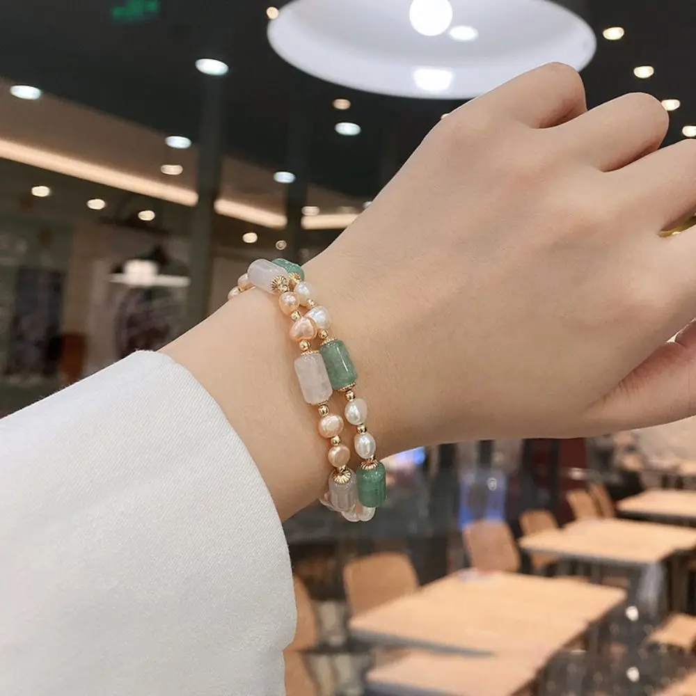 Temperament Vintage Pearl Good Luck Jade Chain Simple Baroque Female Bracelet Sweet Hand Chain Korean Style Bracelet