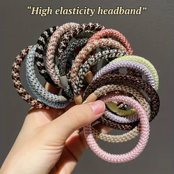 8Pcs/16Pcs Women's High Elastic Fabric Texture Braided Headband Thick Ponytail Hair Tie Headwear