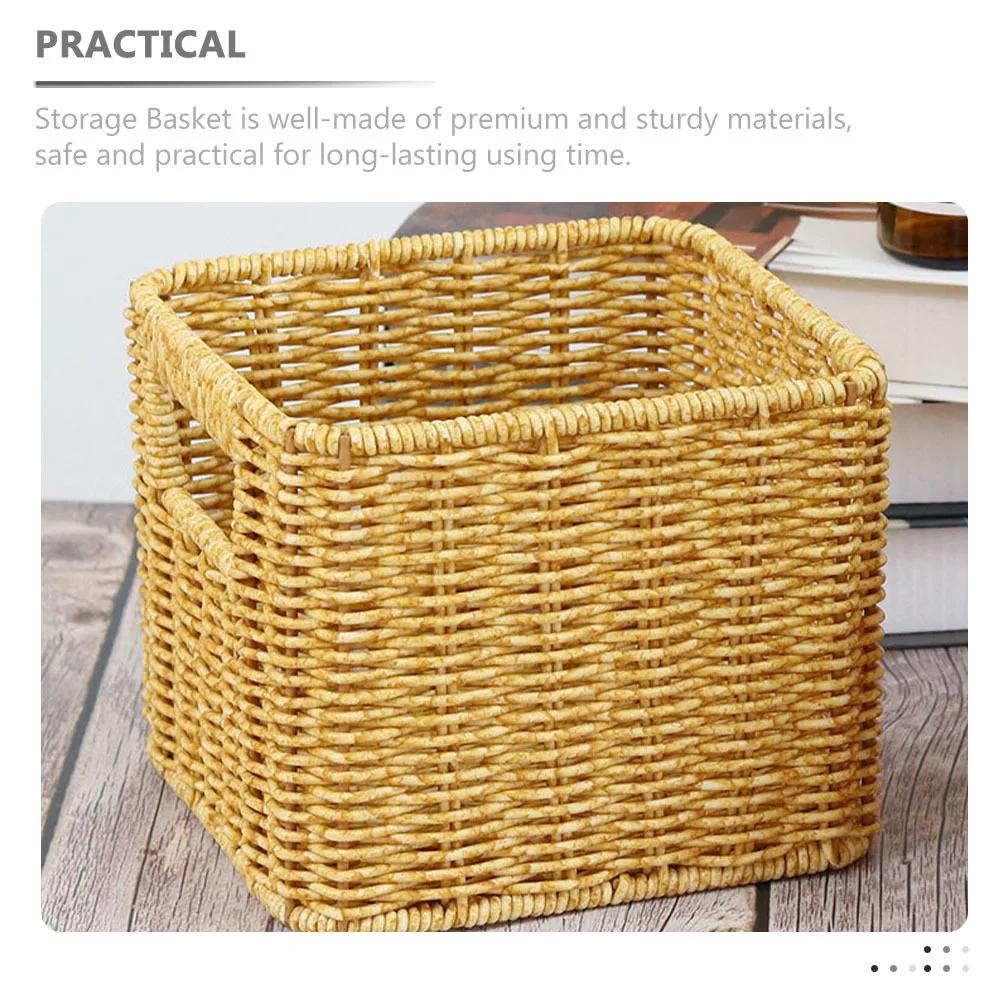 

Large Storage Basket for Table Use Hollow Handle Woven Design Ideal for Clothes and Household Items Desktop Organizer
