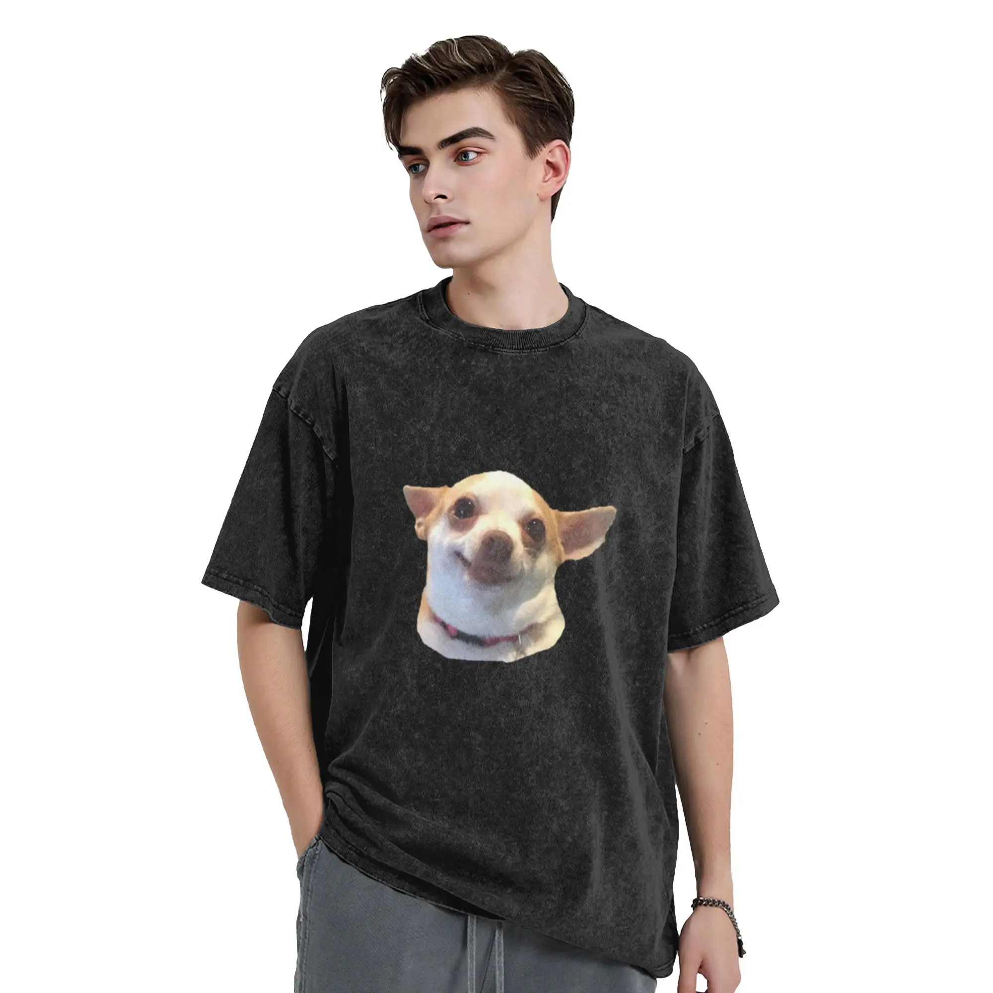 nice dog Sticker Classic Cool A Washed T Shirt Men's Women's Oversized Cotton Tees Tops