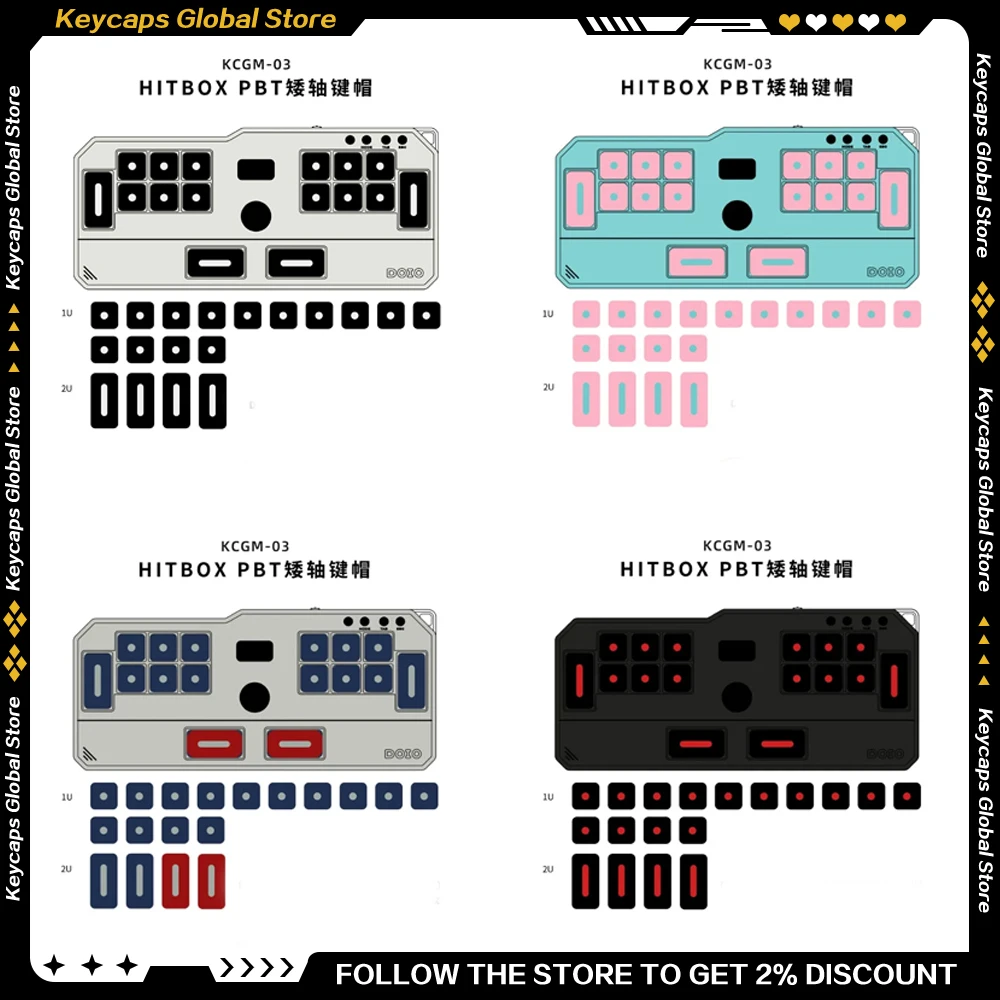 

Колпачки для клавиш DOIO HITBOX KCGM-03 1U/2U, 18 шт., материал PBT, низкий вал, сменный набор колпачков для DOIO Hitbox H03 H04 H05 H06 H06m H07 H08