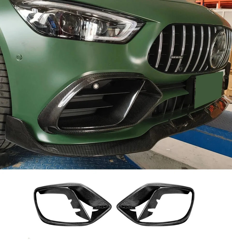 

Real Carbon Fiber Car Front Bumper Air Vent Fog Cover Fins Fit For Benz AMG GT50 GT53 2019-up