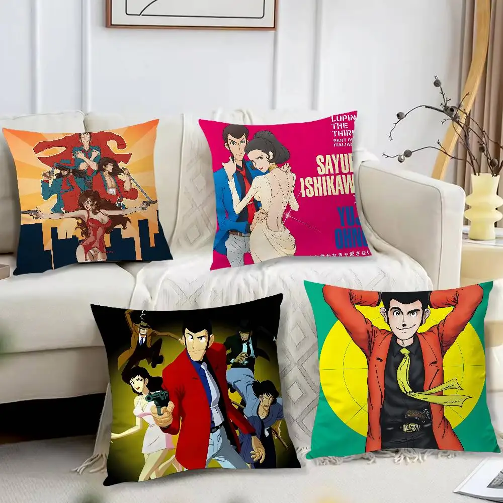 Funda de almohada con estampado de Lupin the Third Anime, funda de cojín para sala de estar y decoración de dormitorio