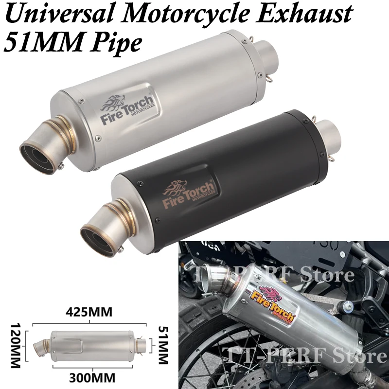 

Universal Motorcycle Exhaust 51MM Pipe Escape Systems Muffler DB Killer Tip For CBR650 R6 ER6N MT09 CF675SR Ninja650 NC700 ER6N