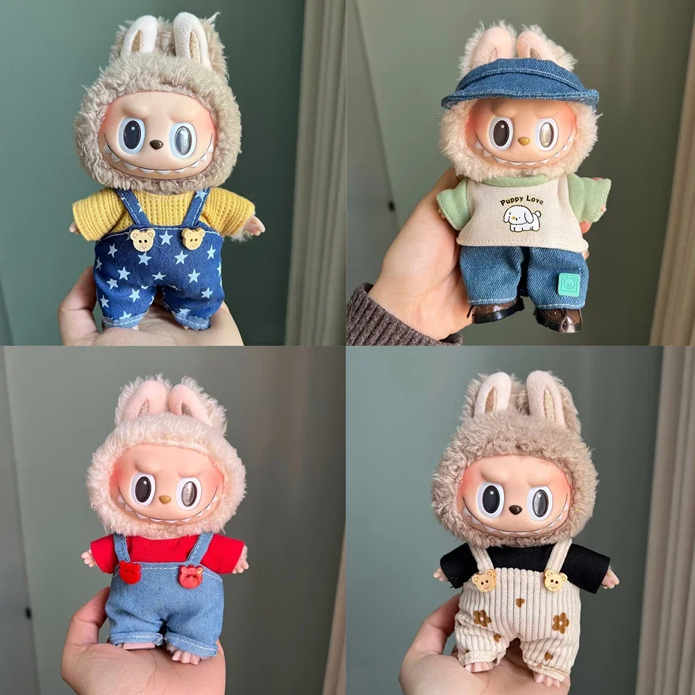For 17cm Labubu Dopamine Overalls Set Trendy Vinyl Doll Clothes for Labubu Perfect for Stylish Doll Outfits