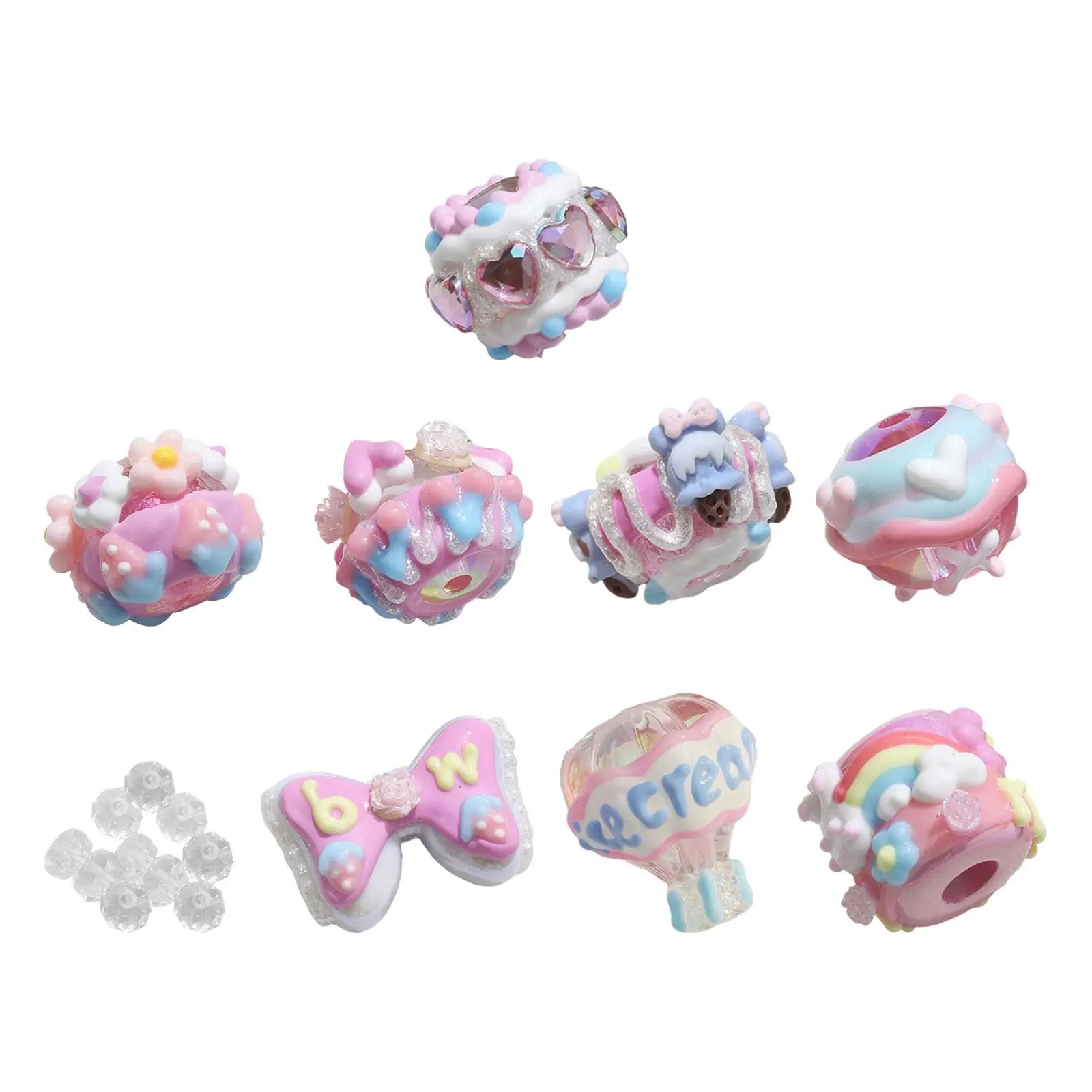 Resin Bead Handmade Crafting DIY Craft Spacer Beads Mixed Colors for Beading Hairband Key Chains Accessories Necklace Earrings