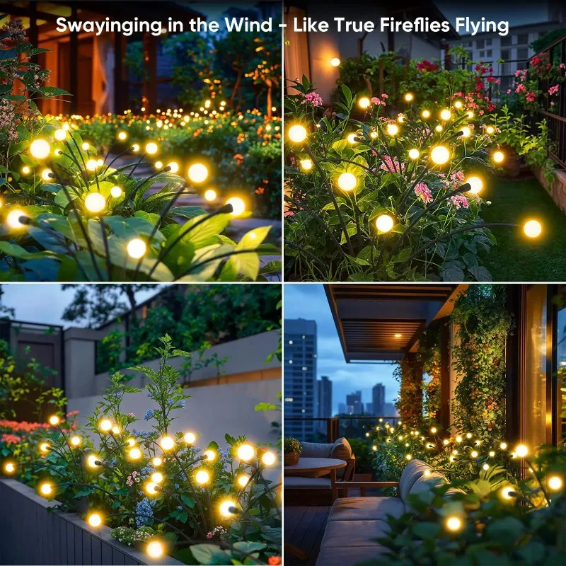 Solar Firefly Light String Courtyard Light Suitable for Outdoor Garden Decoration Wind Swing Light Ground Insertion Lawn Light image 3
