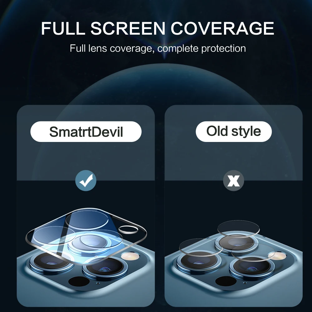 SmartDevil-Protector de cámara para iPhone 12 Pro Max, protección de lente HD, cubierta completa de vidrio
