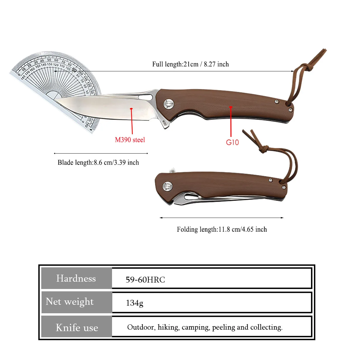 M390 Baja G10 Pegangan Bantalan Bola Pisau Lipat Saku Berkemah Berburu Kelangsungan Hidup Luar Ruangan EDC Pemotong Alat Penyelamatan Nyawa Hutan