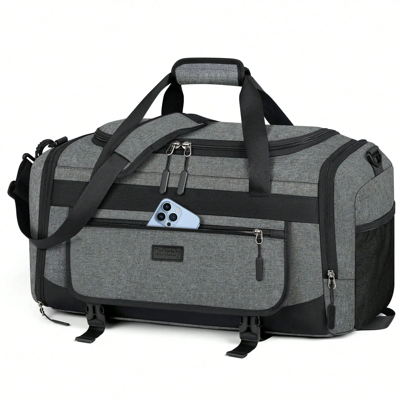 55L Sports Gym Duffel Bag For Men & Women, Water‑Resistant Lightweight Weekender Overnight Carry‑On Duffle, Built‑in Independent Shoe Compartment & Wet Pocket, Large Capacity Travel Duffle Bag For Workout Fitness, Weekend Getaway & Short Business Trips