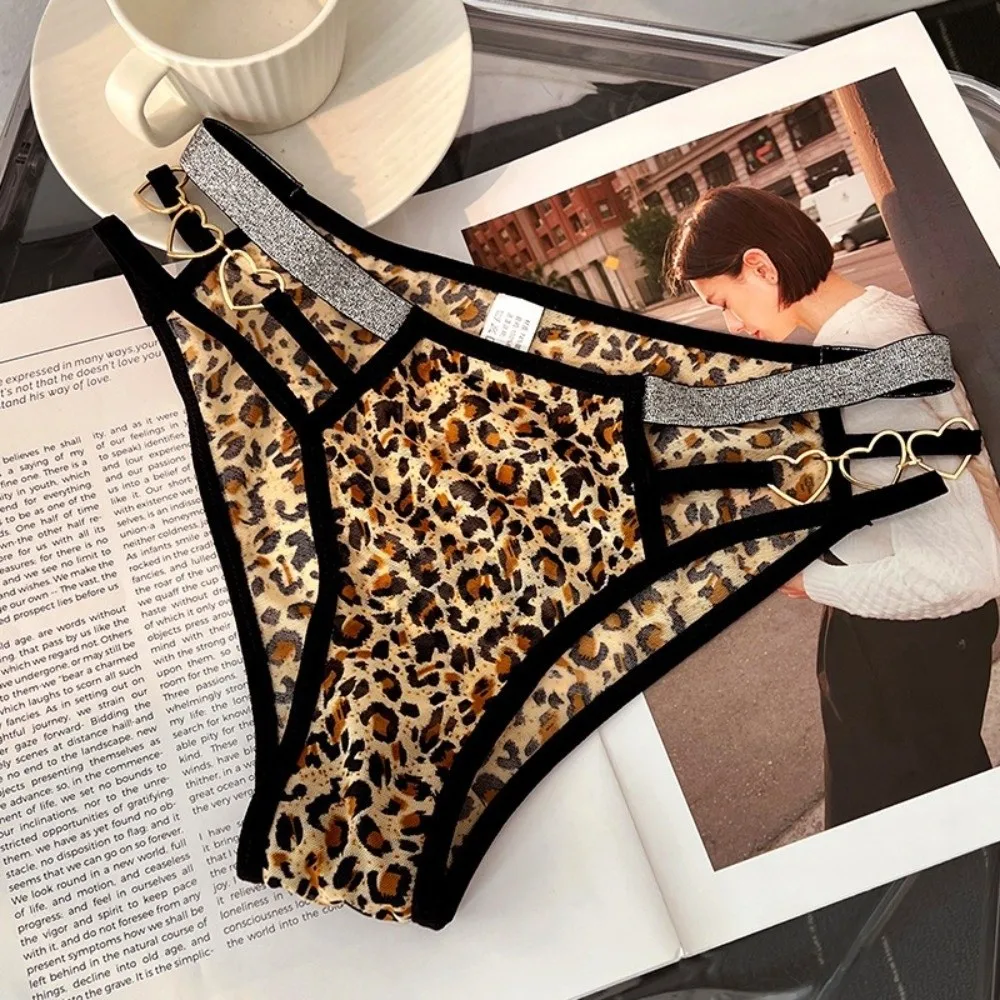 

Heart Decor Low-rise Women Underwear Glitter Strap Hollow Out Seamless Briefs Mesh Transparent Ladies Panties Lady Briefs