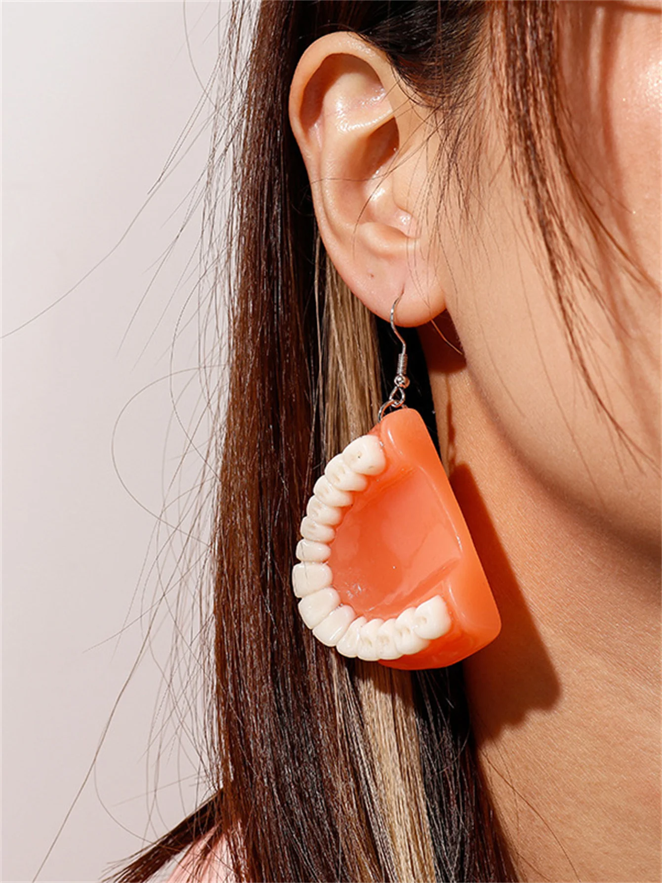 Pendientes con diseño de dientes falsos para Halloween, 1 piezas, dientes de vampiro, vestido de viernes negro, estilo gótico, Hip Hop