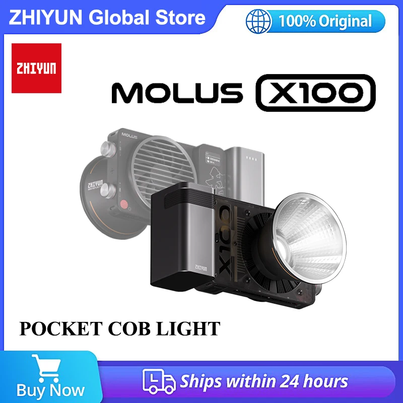 Zhiyun MOLUS X100 LED Light 100W 2700-6500K Pocket Cob Light for Studio Photography for Youtube/Tiktok